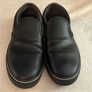 Tredsafe black like leather slip resistant work slip on shoe 13
